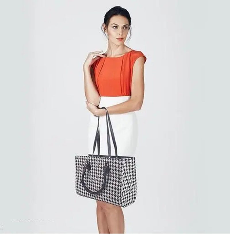 Osman Black & White Houndstooth Tote Bag for Women - Image 5